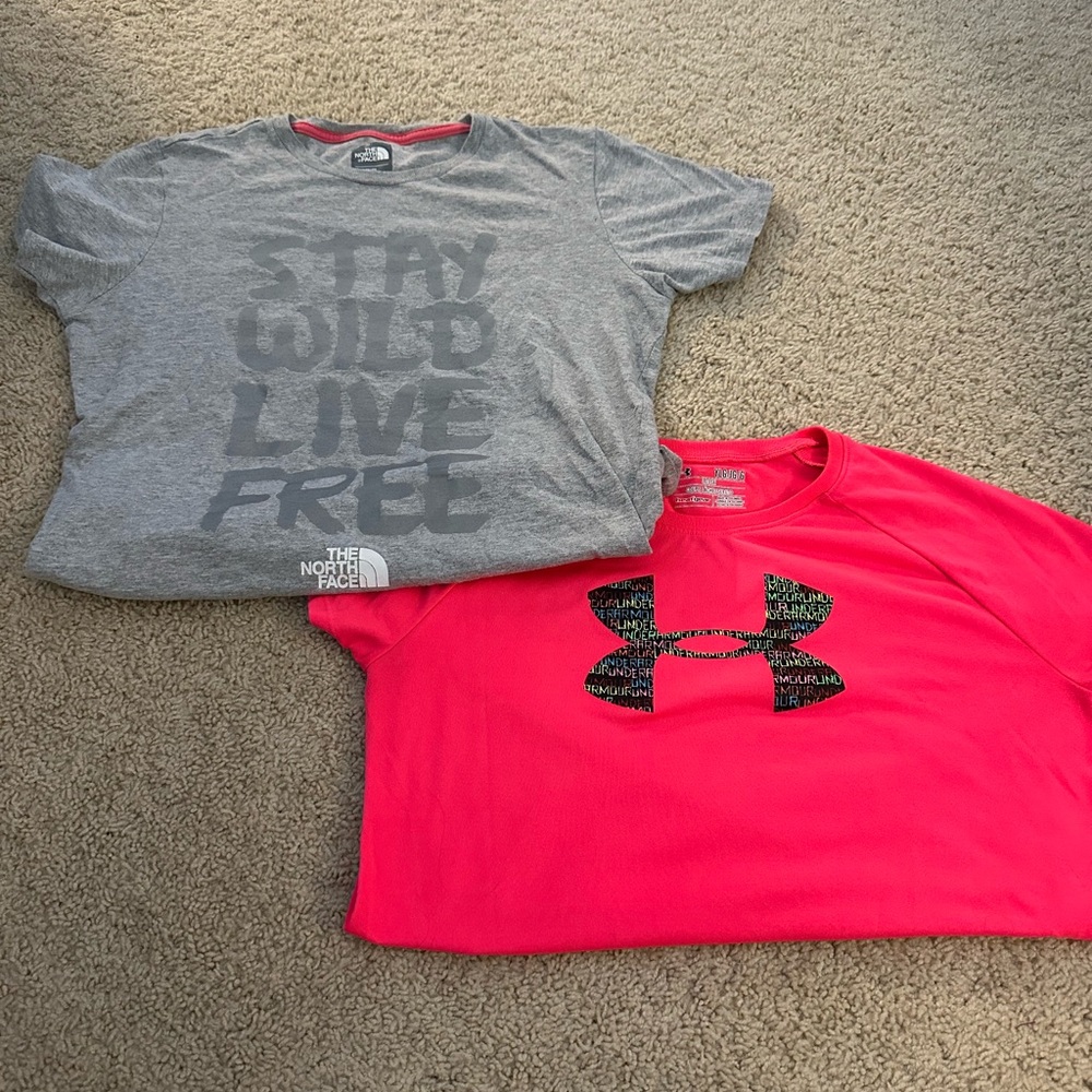 Girls T-Shirt Bundle - Gray and Hot Pink
